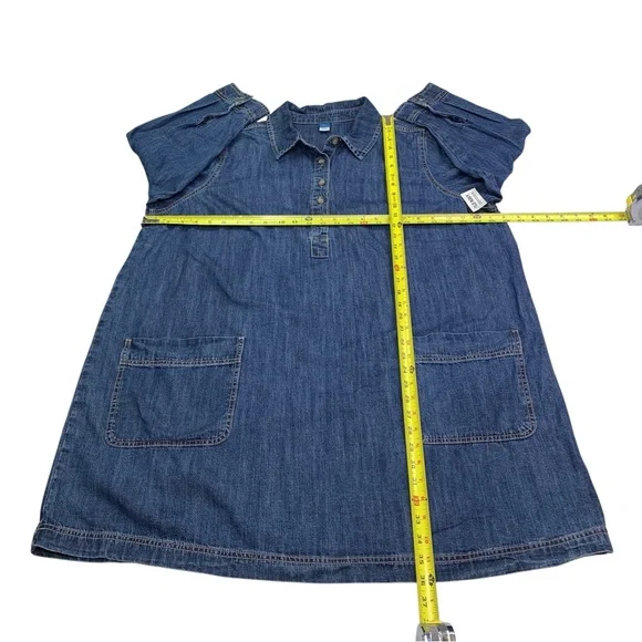 NWT Old Navy Denim Jean Popover Shirt Dress Size XXL Blue Pockets Relaxed - Picture 5 of 11
